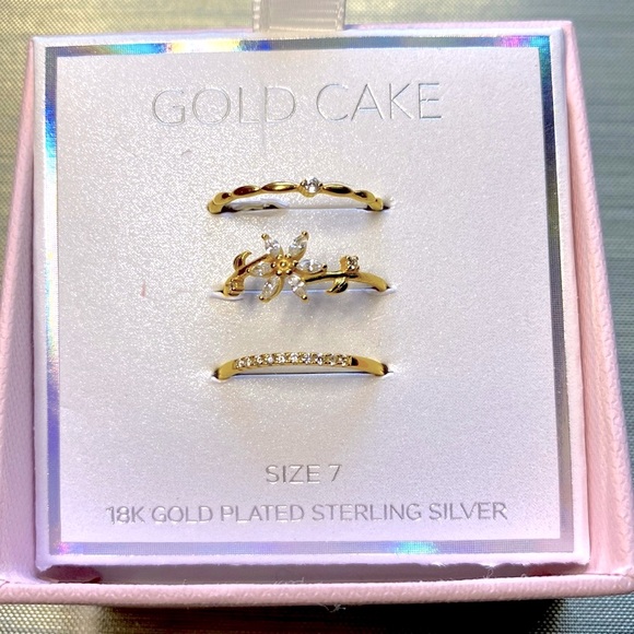 gold cake Jewelry Set Of 3 Brand New Gold Cake Hand Painted Rings